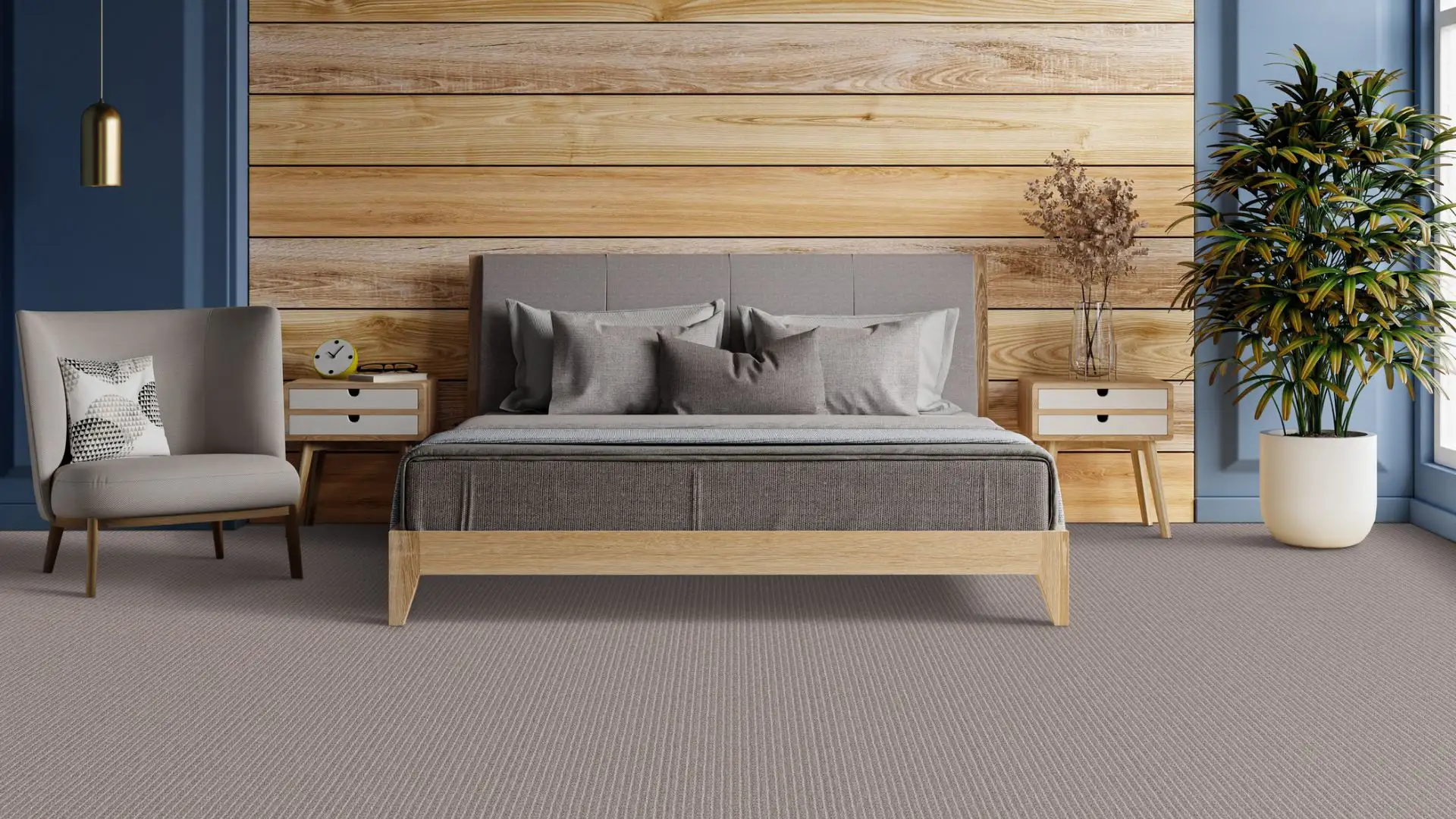 carpeting in modern bedroom